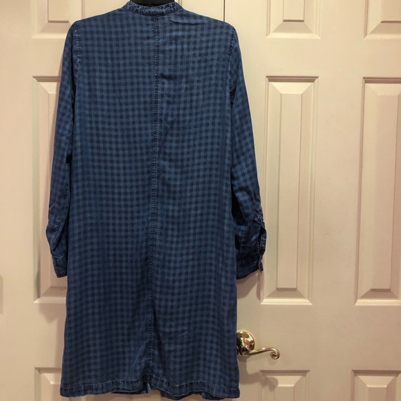 J Jill Denim Gingham Plaid Chambray Button Front Shirt Dress Size M - Picture 10 of 10